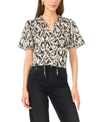 Women's V-Neck Flutter-Sleeve Blouse