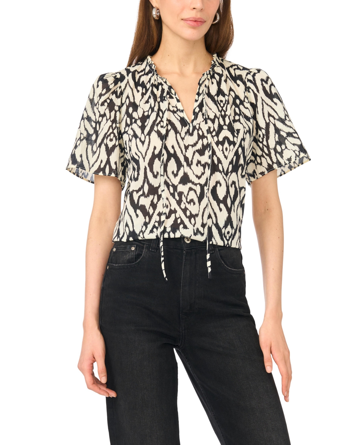 Vince Camuto Women's V-Neck Flutter-Sleeve Blouse