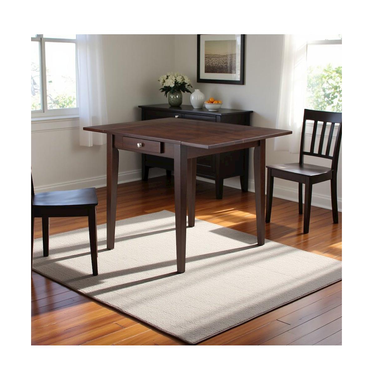 FurniFact Antique Walnut Folding Dining Table - Small Round Drop Leaf Table