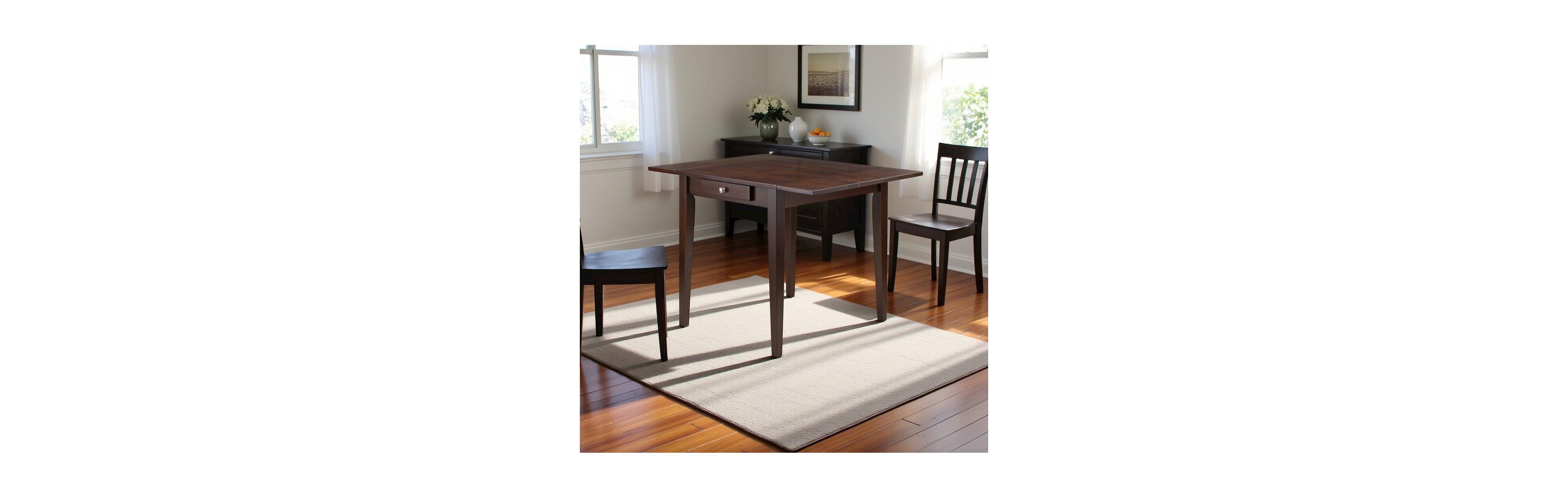 FurniFact Antique Walnut Folding Dining Table - Small Round Drop Leaf Table