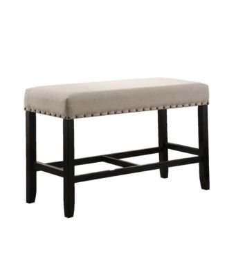 Biony Tan Fabric Counter Height Dining Bench with Nailhead Trim