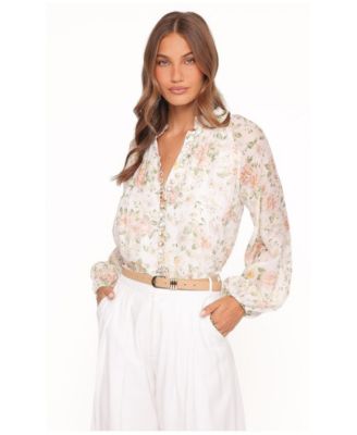 Women's Marni Long-Sleeve Floral-Print Button-Up Chiffon Blouse