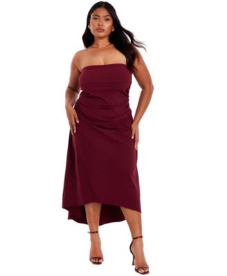 Plus Size Bengaline Bandeau Midi Dress