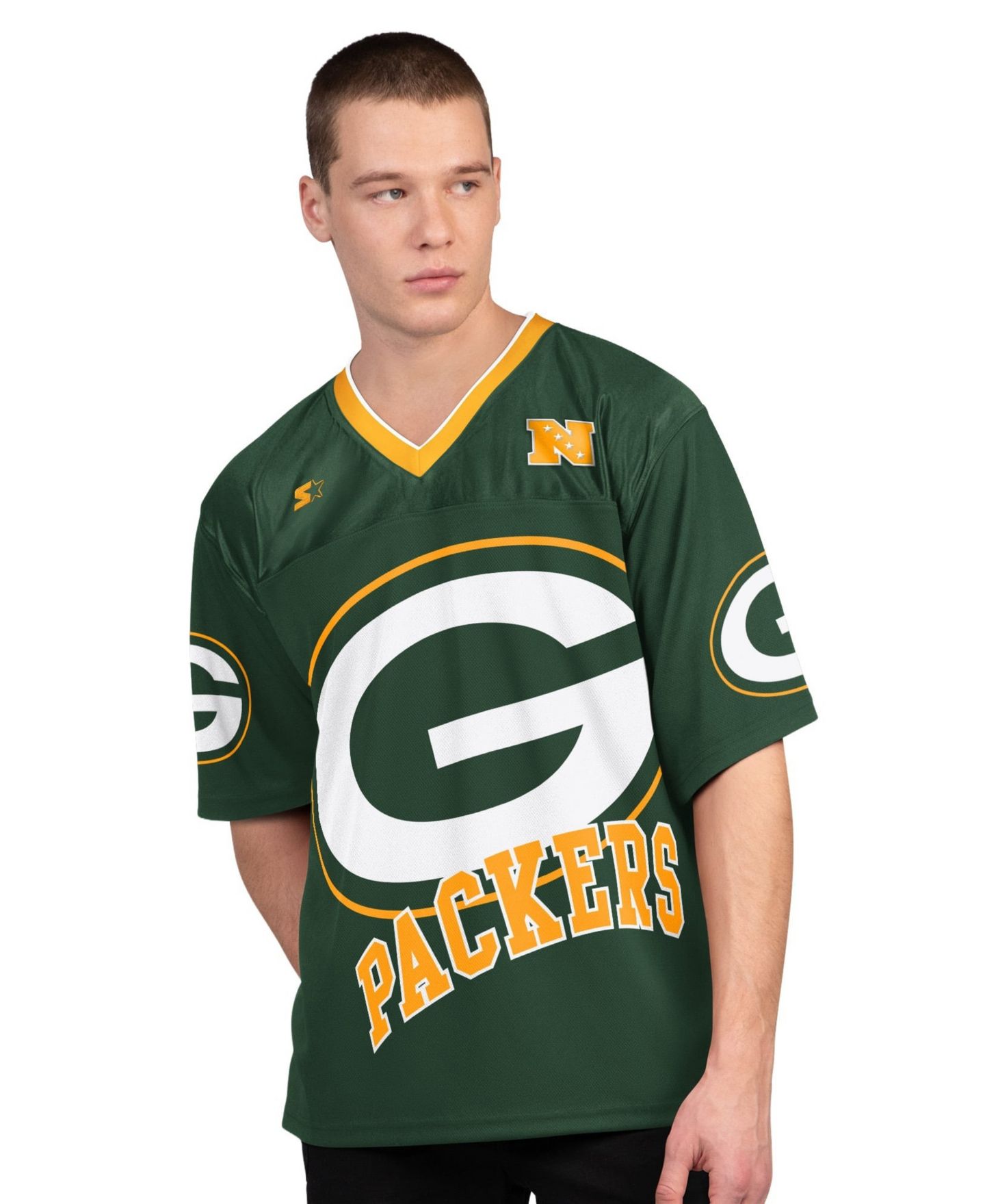 Мужские футболки Starter Green/White Green Bay Packers Short Sleeve Long Sleeve T-Shirt Combo Pack — фото 3
