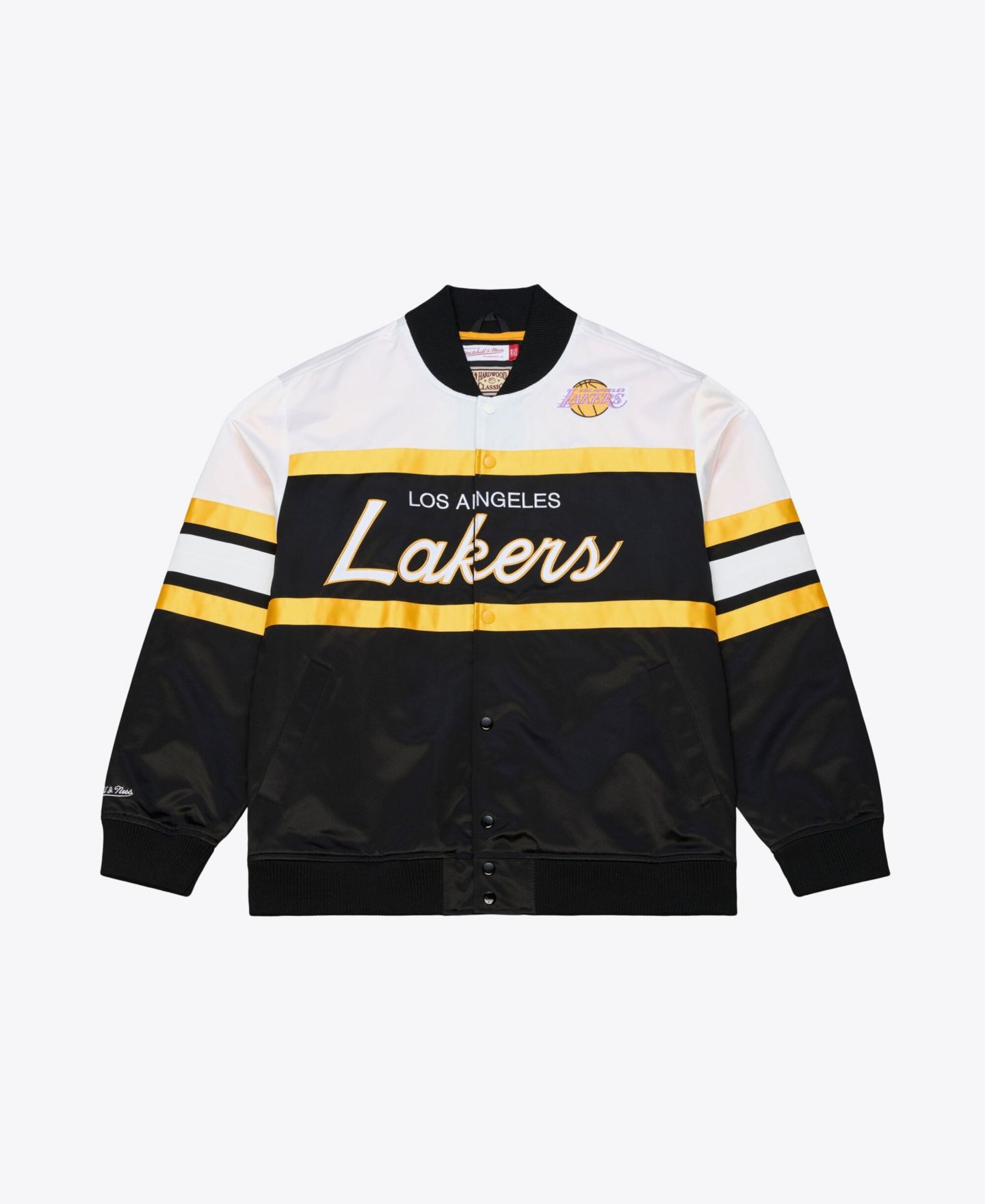 Мужская куртка Mitchell & Ness Black Los Angeles Lakers Hardwood Classics Head Coach Lightweight Satin Full-Snap — фото 1