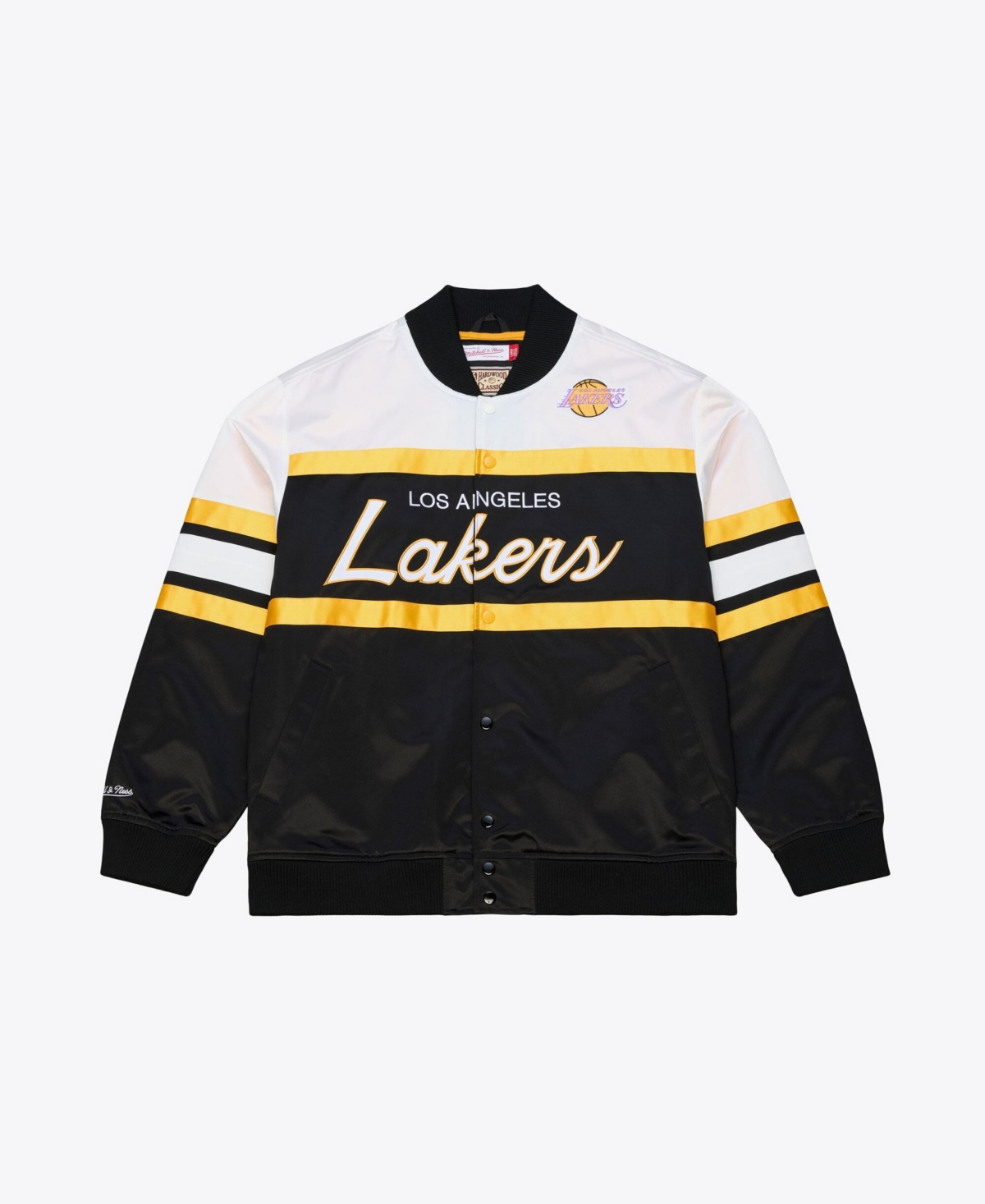 Mitchell & Ness Men's Black Los Angeles Lakers Hardwood Classics Head Coach Lightweight Satin Full-Snap Jacket - Black