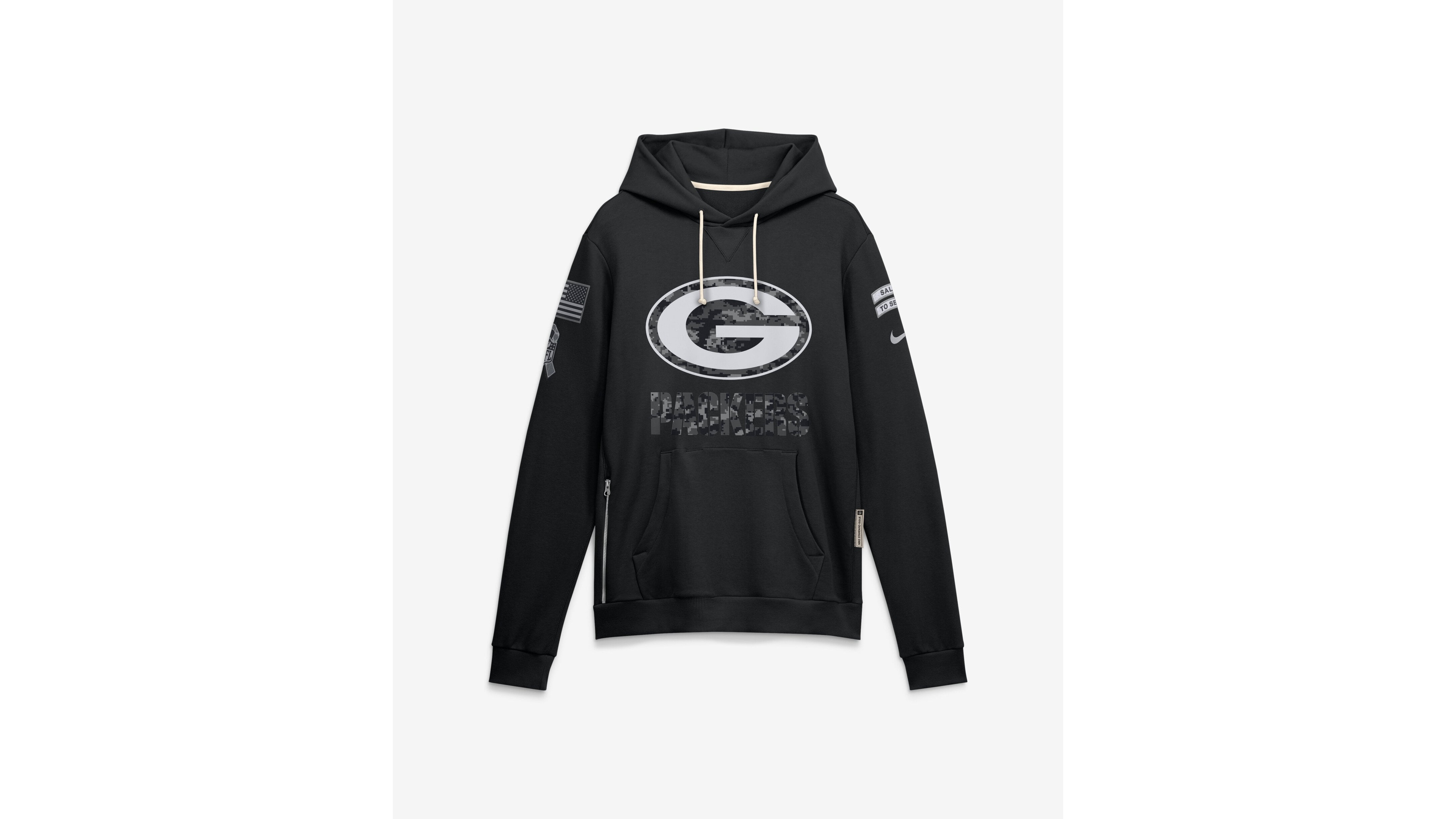 Nike Men's Black Green Bay Packers 2026 Salute to Service Sideline Dri-fit Pullover Hoodie