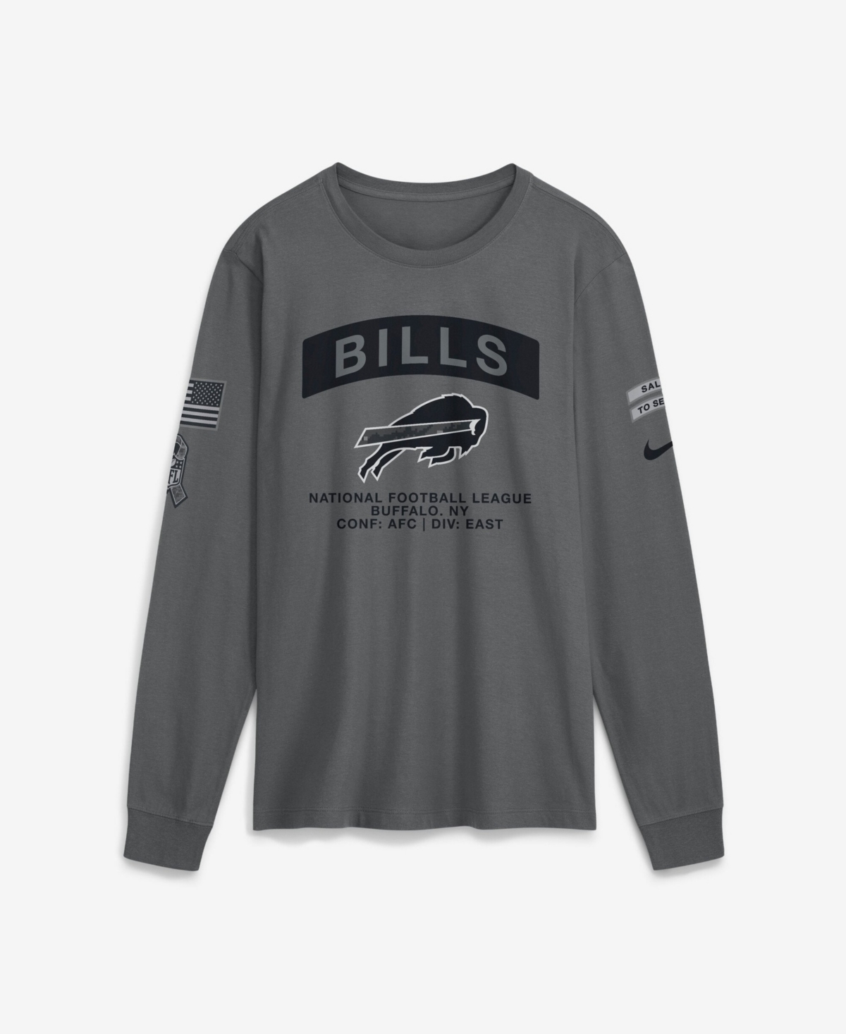 Nike Men's Gray Buffalo Bills 2026 Salute to Service Long Sleeve T-Shirt