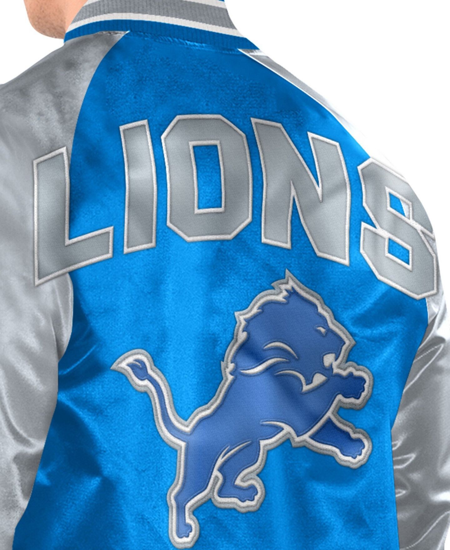 Мужская куртка Starter Blue/Silver Detroit Lions Inductee Raglan Full-Snap Varsity — фото 3