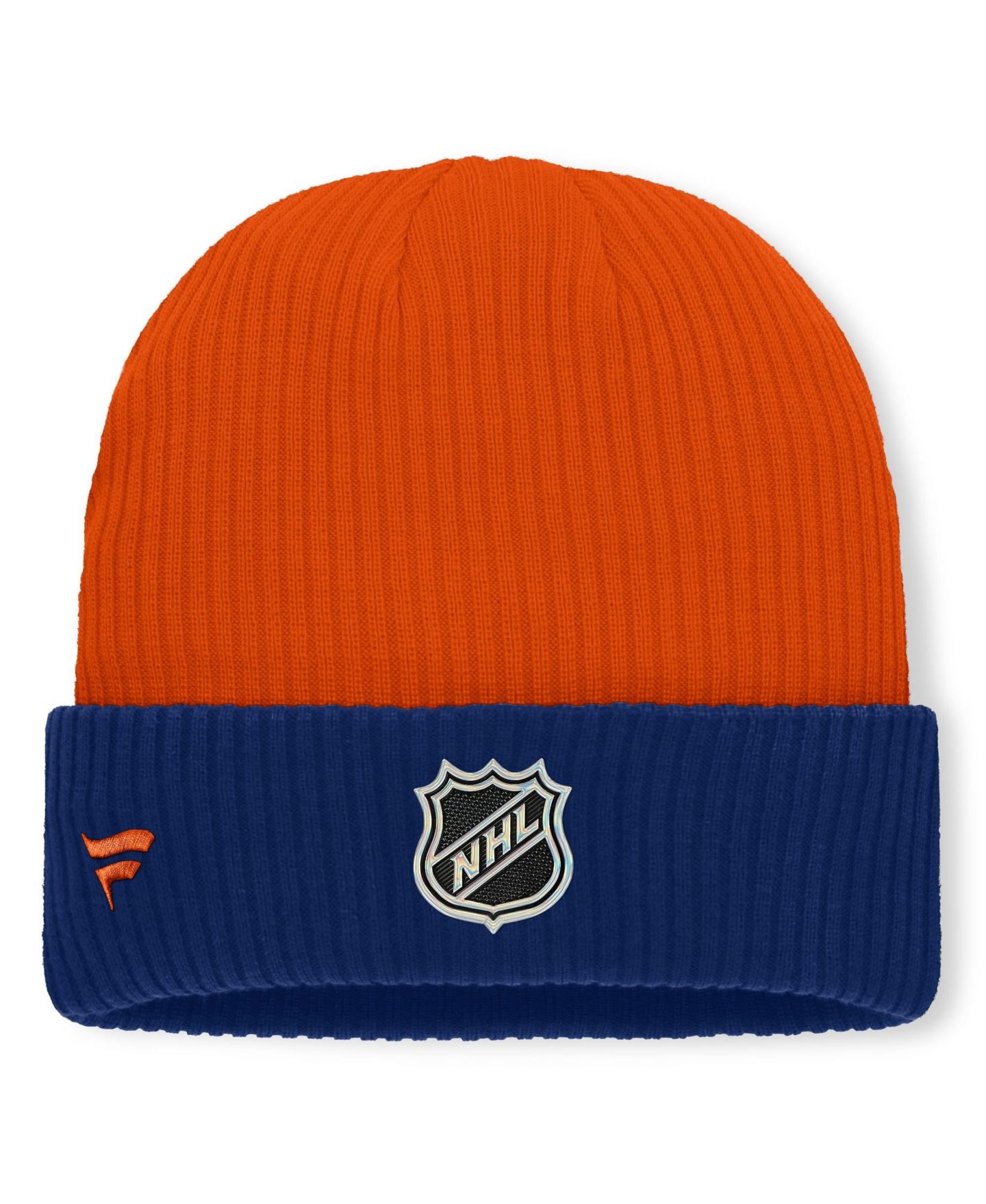 Мужская шапка Fanatics Orange Edmonton Oilers Authentic Pro Rink Cuffed Knit Hat — фото 2