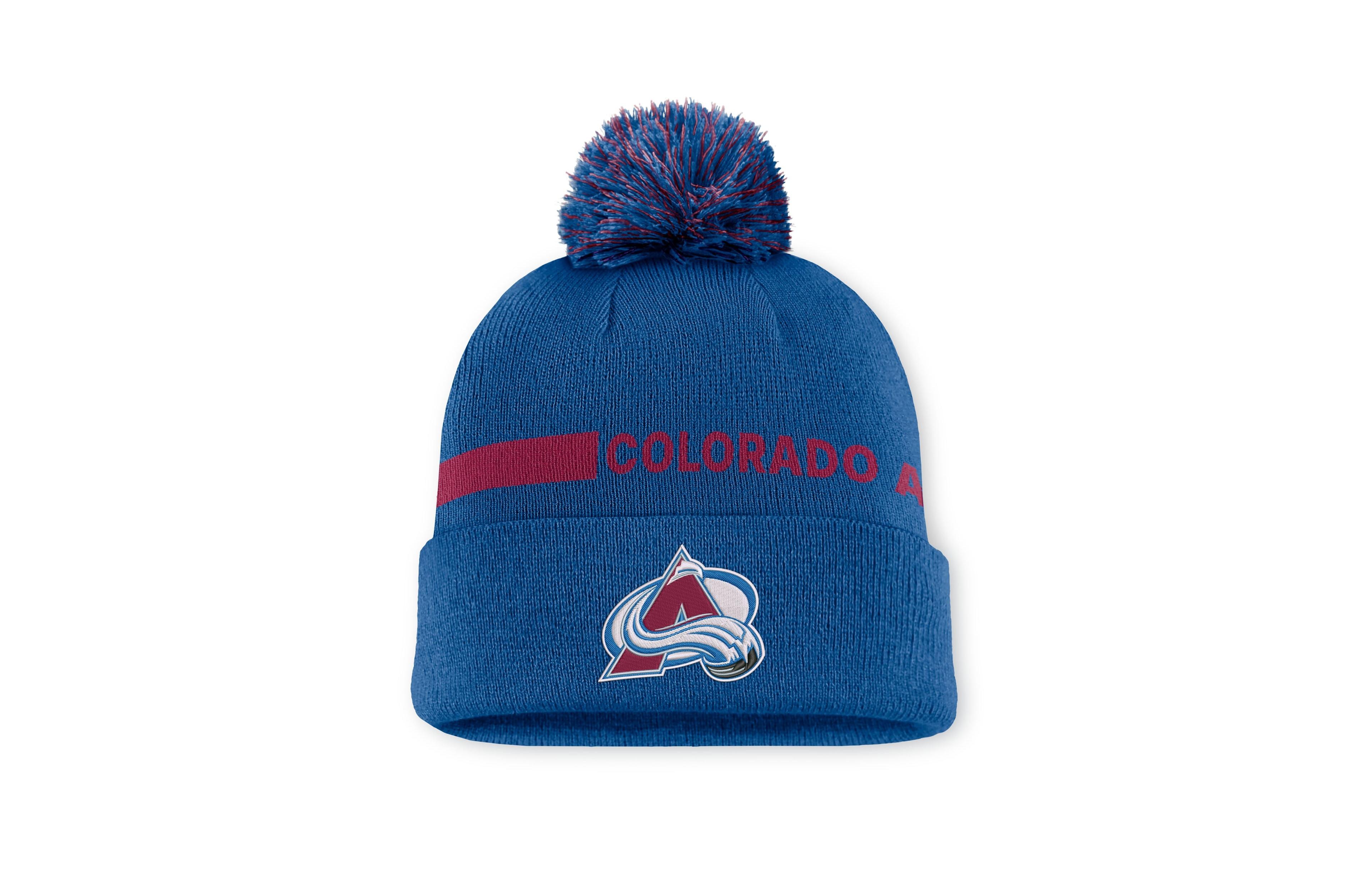 Fanatics Women's Blue Colorado Avalanche Authentic Pro Rink Cuffed Knit with Pom Hat