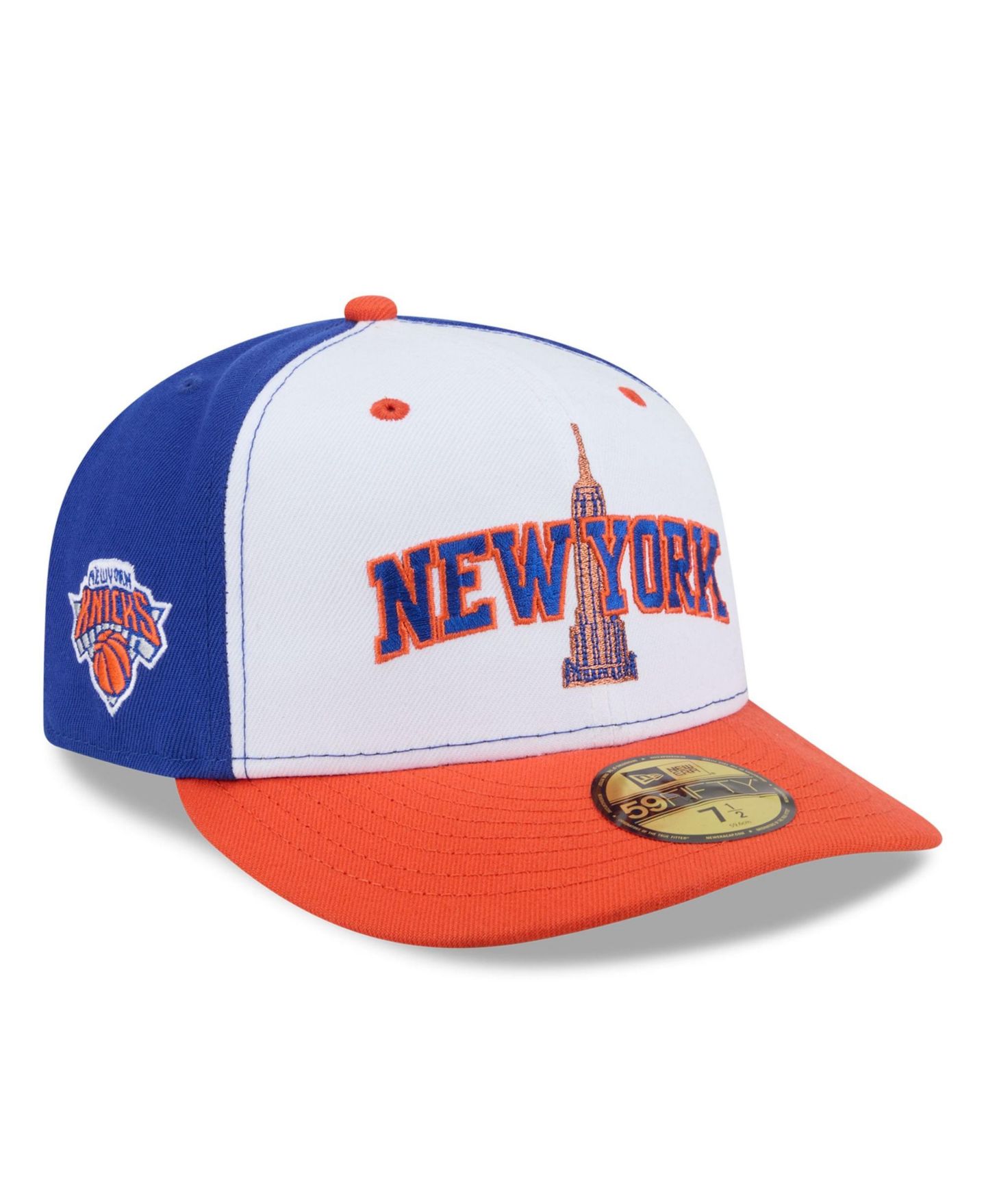 Мужская кепка New Era White/Orange New York Knicks Empire 59FIFTY Fitted Hat — фото 1