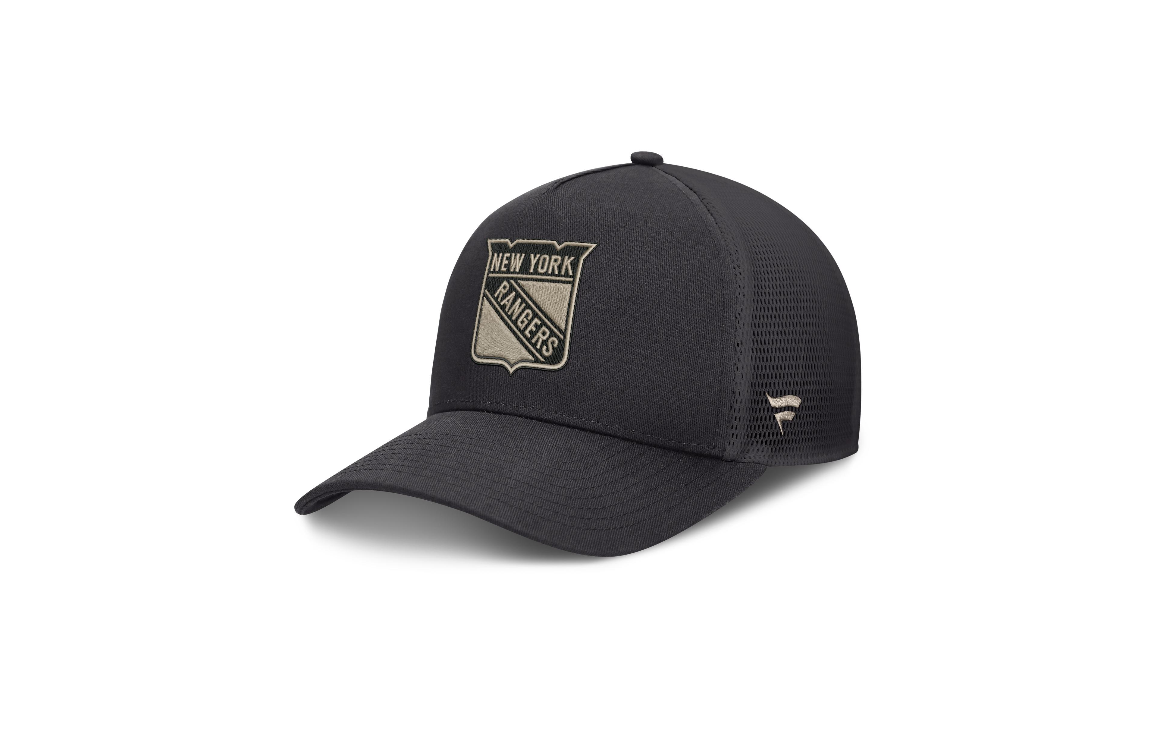 Fanatics Men's Charcoal New York Rangers Road Soft Wash A-Frame Meshback Hat