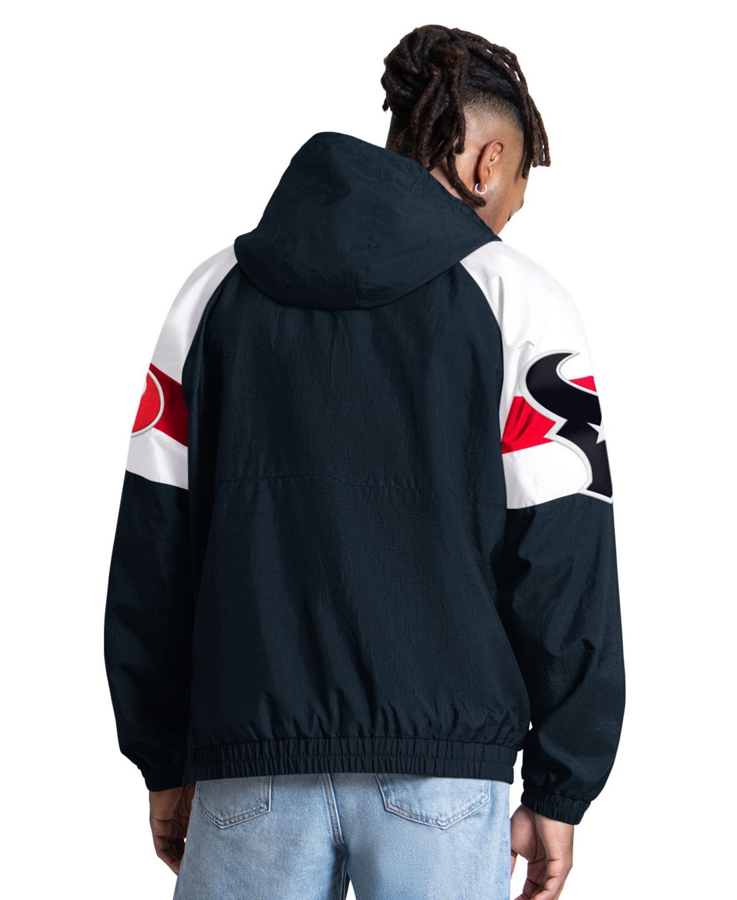 Мужская куртка Starter Navy Houston Texans Street Cut Half-Zip — фото 2