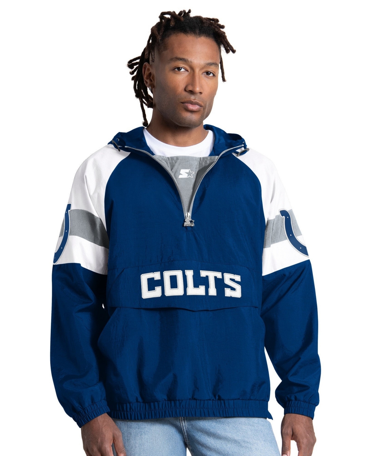 Starter Men's Royal Indianapolis Colts Street Cut Half-Zip Jacket