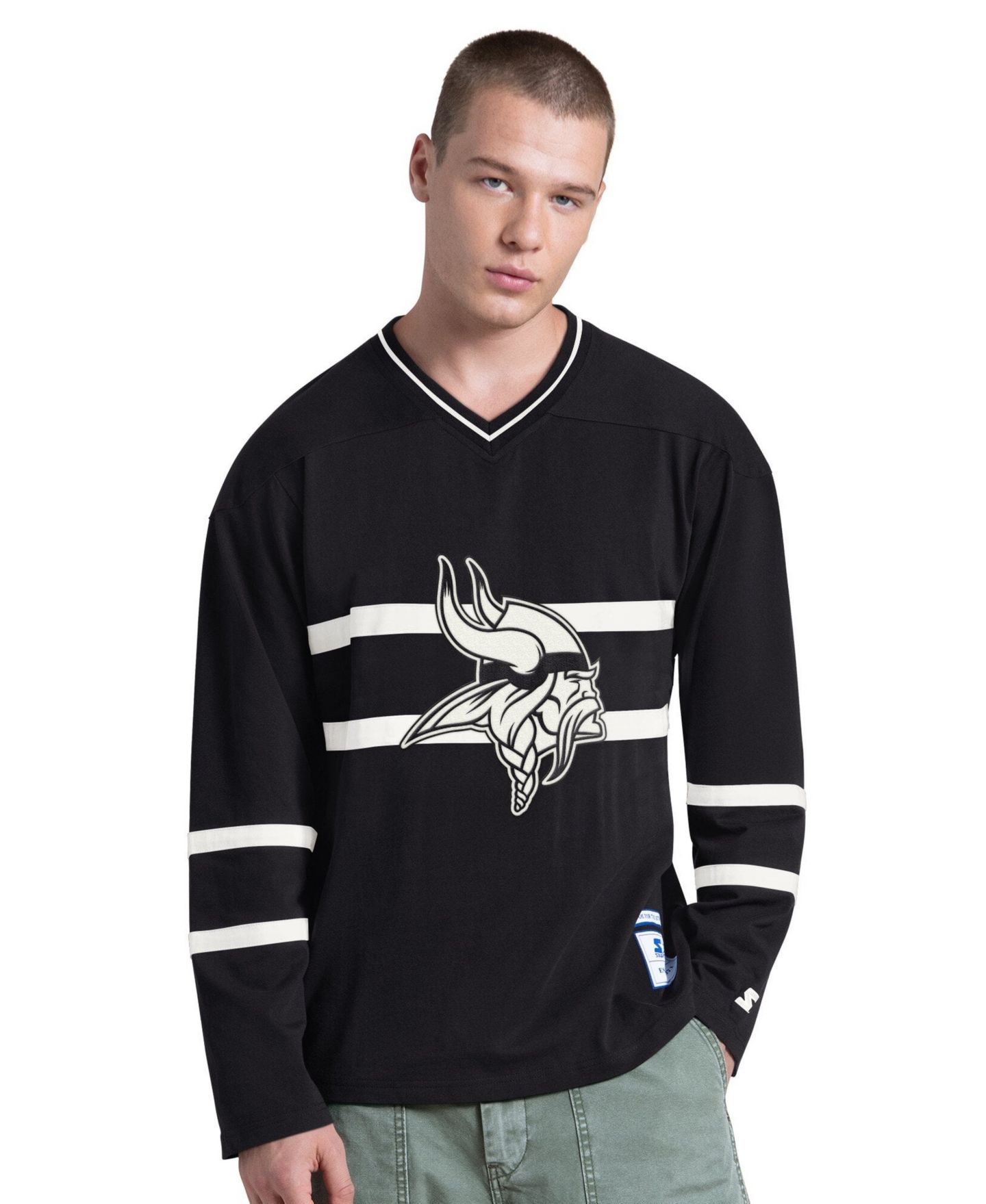 Мужская футболка Starter Black/White Minnesota Vikings Lineup Long Sleeve — фото 1