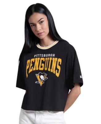 Women's Black Pittsburgh Penguins Ace Cropped T-Shirt