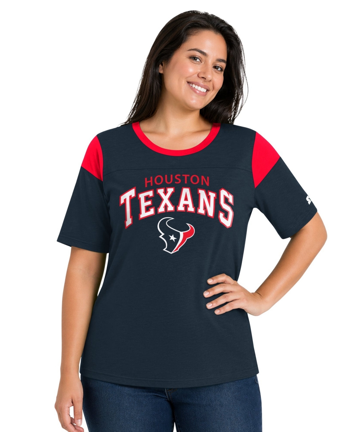 Starter Women's Navy Houston Texans Plus Size Linebacker Slub T-Shirt - Navy