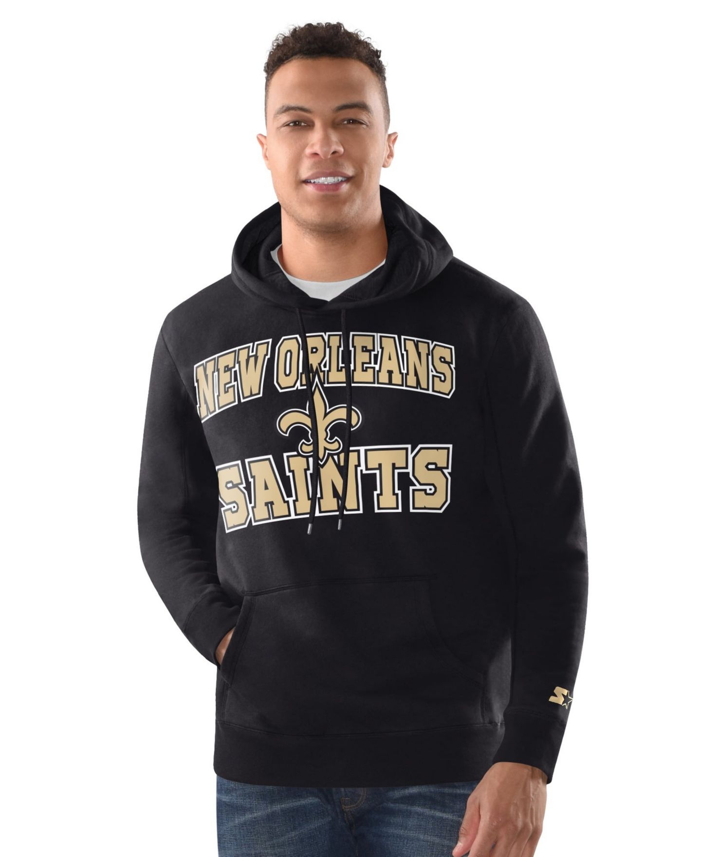 Мужские худи Starter Black New Orleans Saints and Cuffed Knit Hat Combo Pack — фото 2