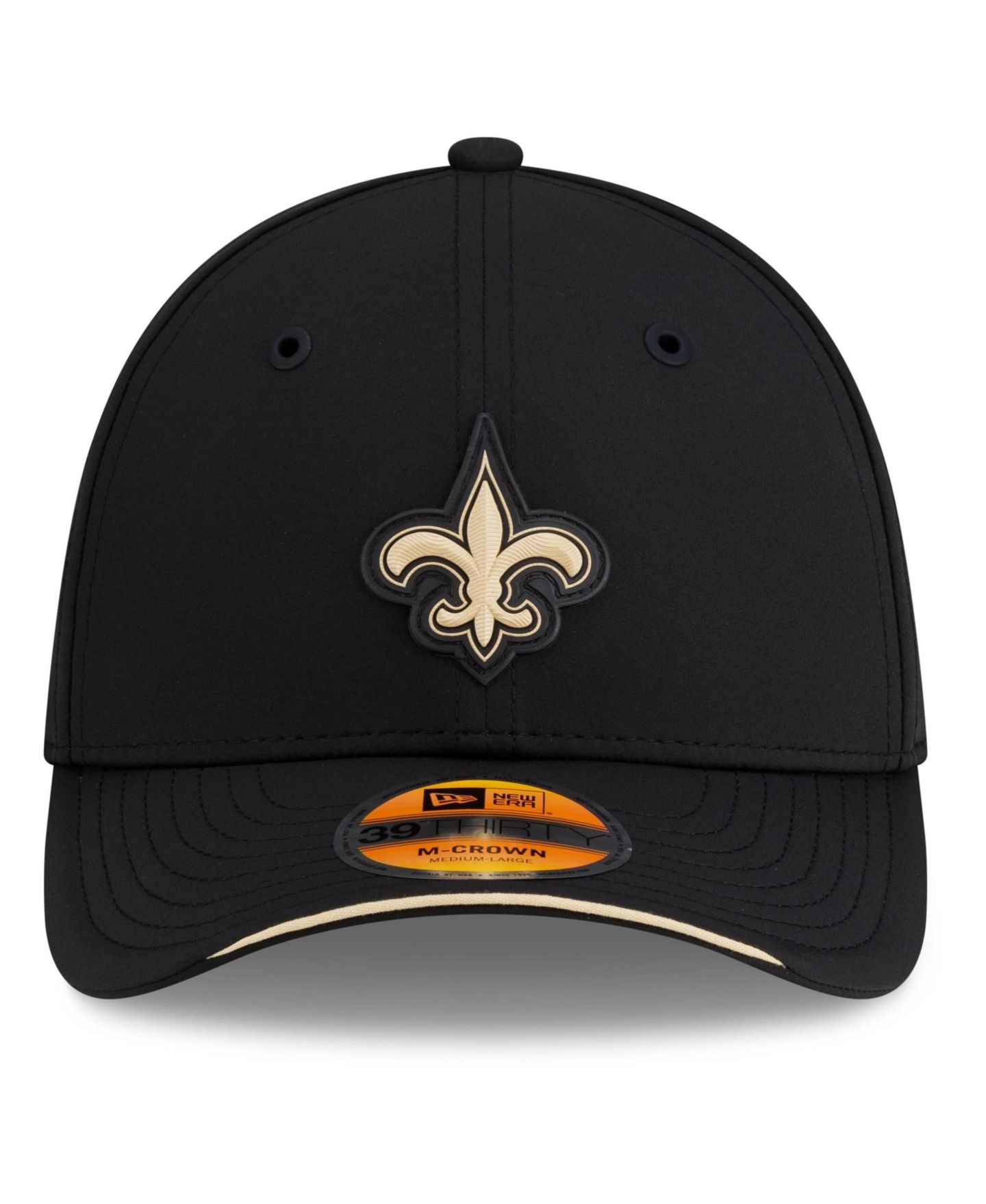 Мужская кепка New Era Black New Orleans Saints 2026 Sideline 39THIRTY M-Crown Flex Hat — фото 2