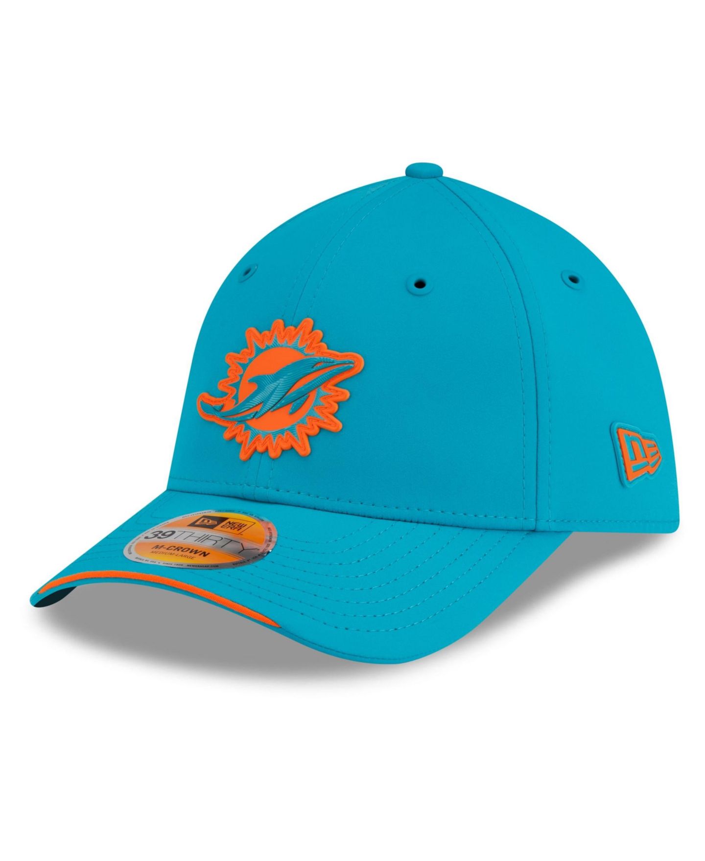 Мужская кепка New Era Aqua Miami Dolphins 2026 Sideline 39THIRTY M-Crown Flex Hat — фото 1