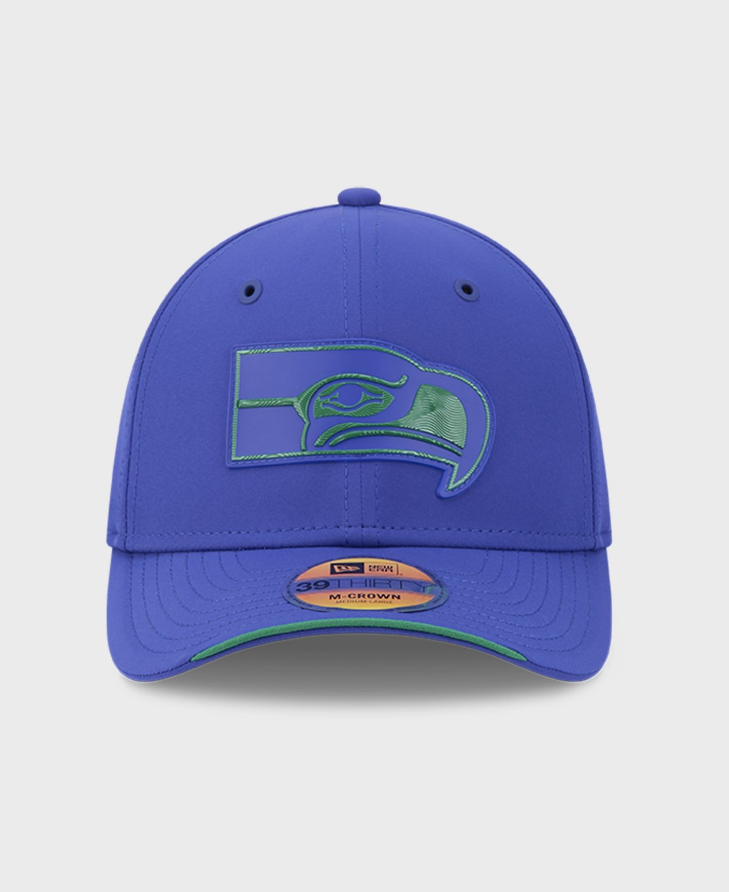 Мужская кепка New Era Royal Seattle Seahawks 2026 Sideline Throwback 39THIRTY M-Crown Flex Hat — фото 2