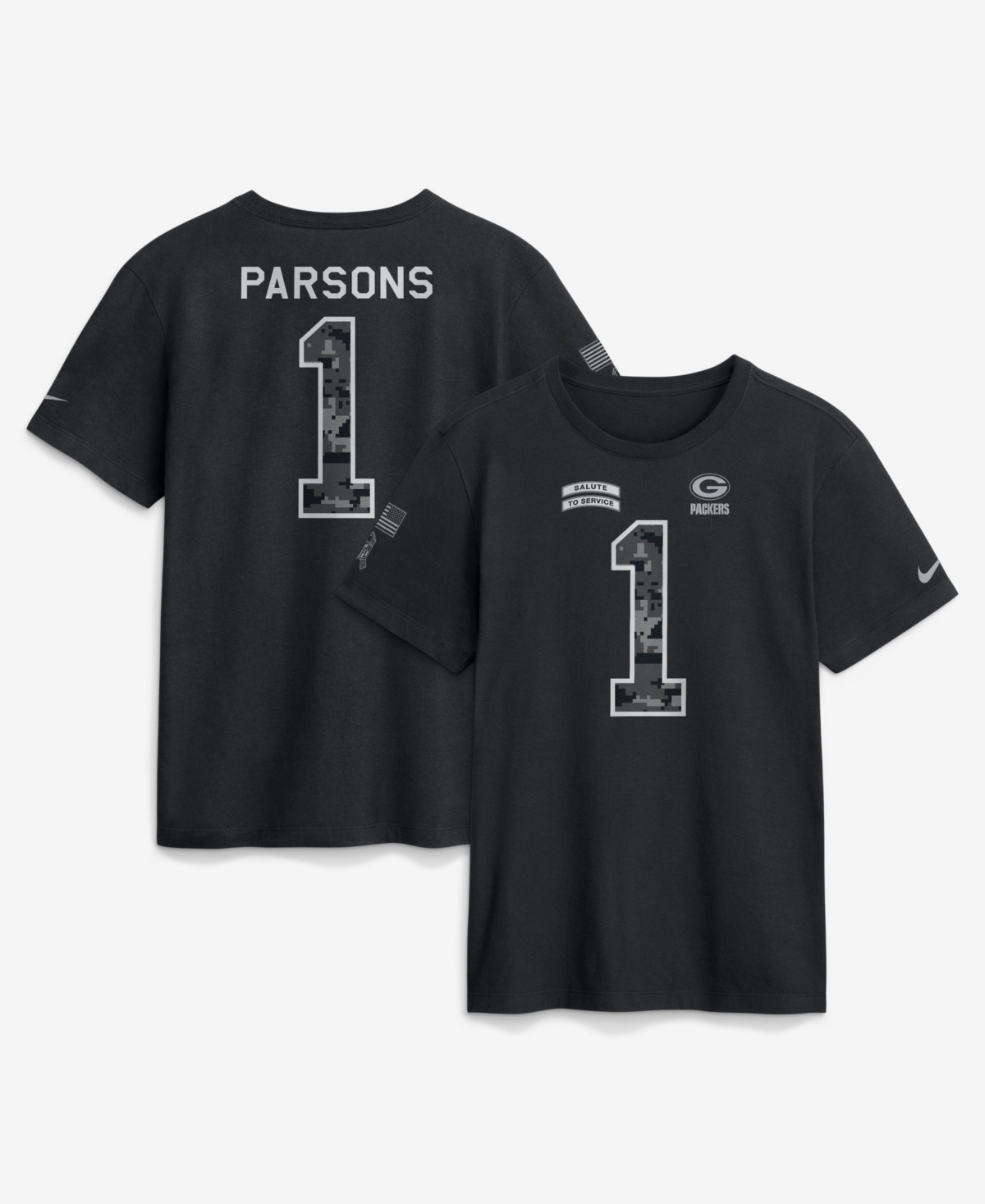 Nike Men's Micah Parsons Black Green Bay Packers 2026 Salute to Service Name & Number T-Shirt