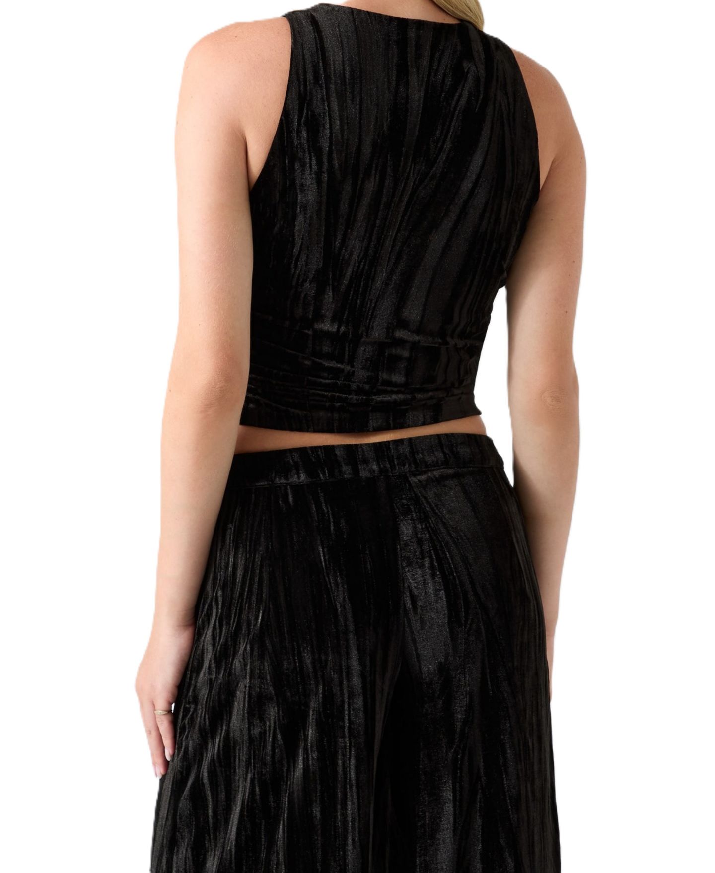 Женский топ GUESS Arlowe V-Neck Sleeveless Crop, цвет: Угольно-чёрный — фото 4