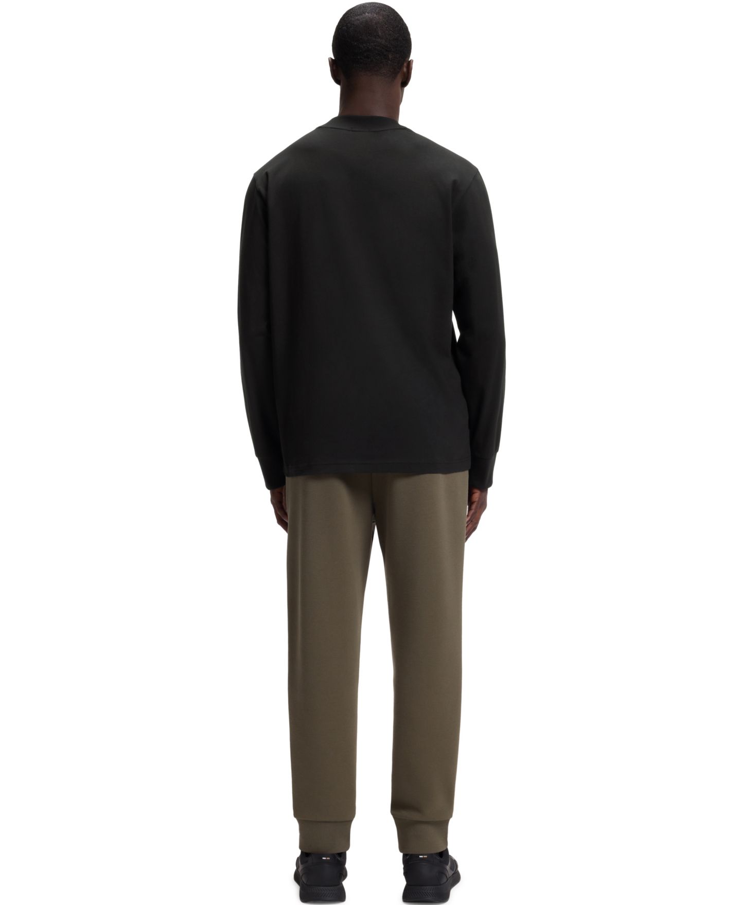Мужская футболка Hugo Boss Stretch-Cotton Relaxed-Fit Logo, цвет: Чёрный — фото 2