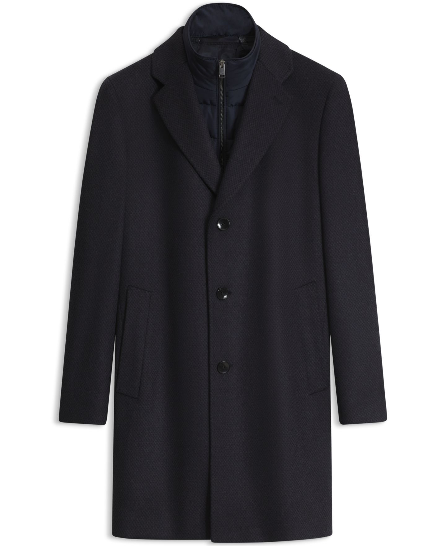 Мужское пальто Hugo Boss BOSS by Wool-Cashmere Slim-Fit, цвет: Тёмный синий — фото 2