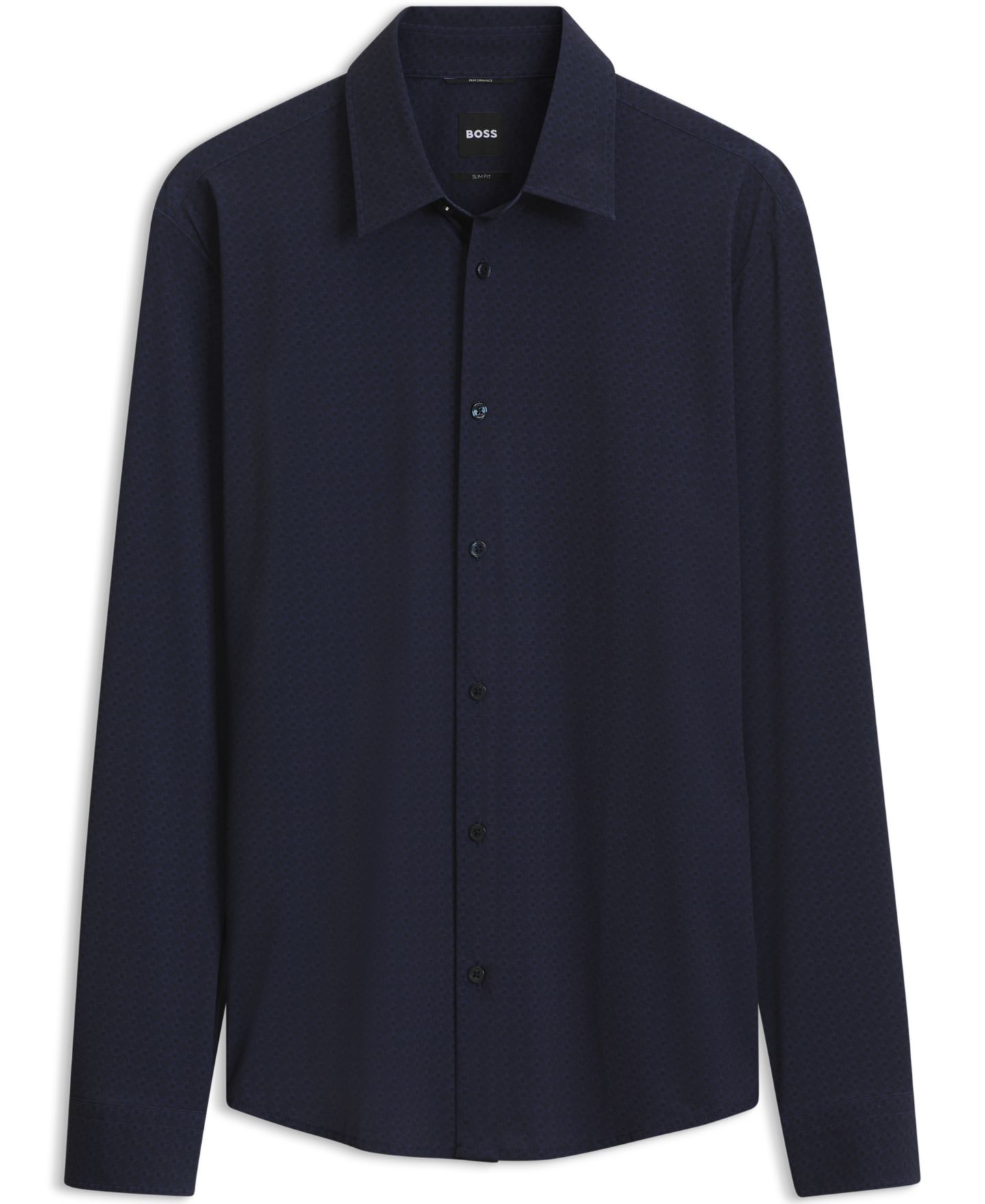 Мужская рубашка Hugo Boss Performance-Stretch Jersey Slim-Fit Dress Shirt, цвет: Тёмный синий — фото 2