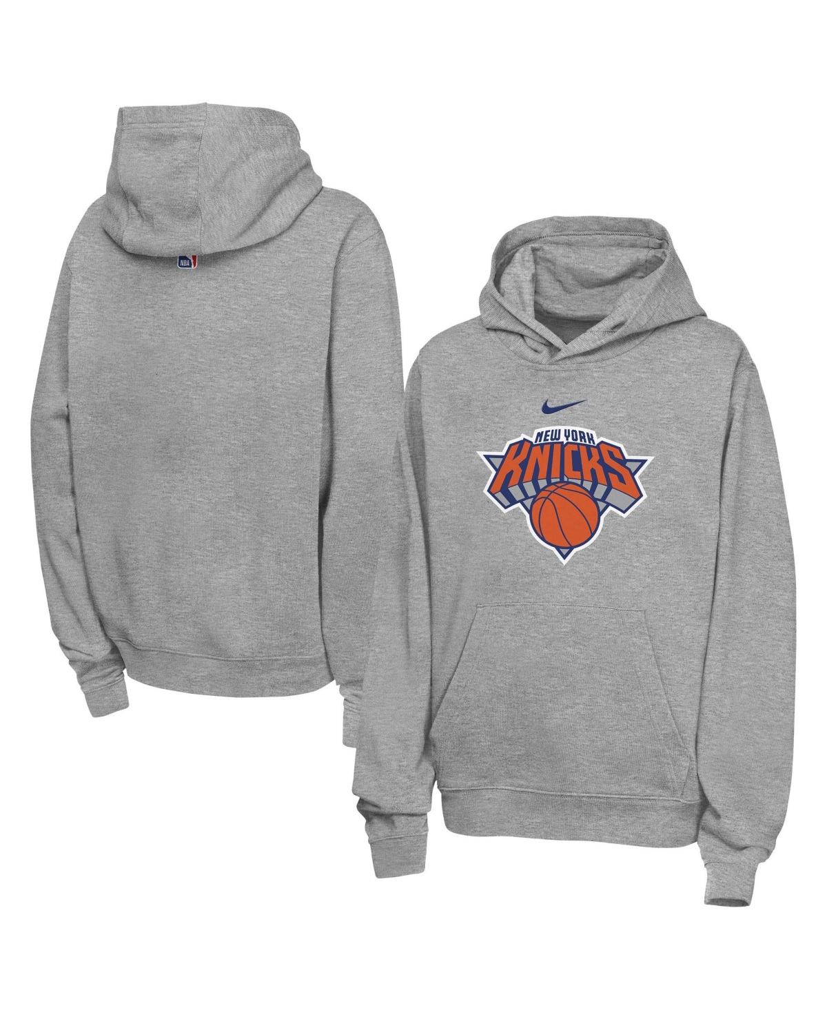 Nike Big Boys' and Girls' Heather Gray New York Knicks Essential Logo Club Hoodie - Heather Gray