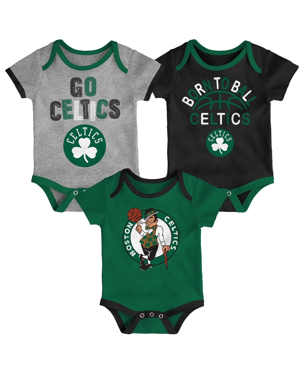 Outerstuff Baby Boys and Girls Boston Celtics Born To Ball Bodysuit Set, 3-Pack