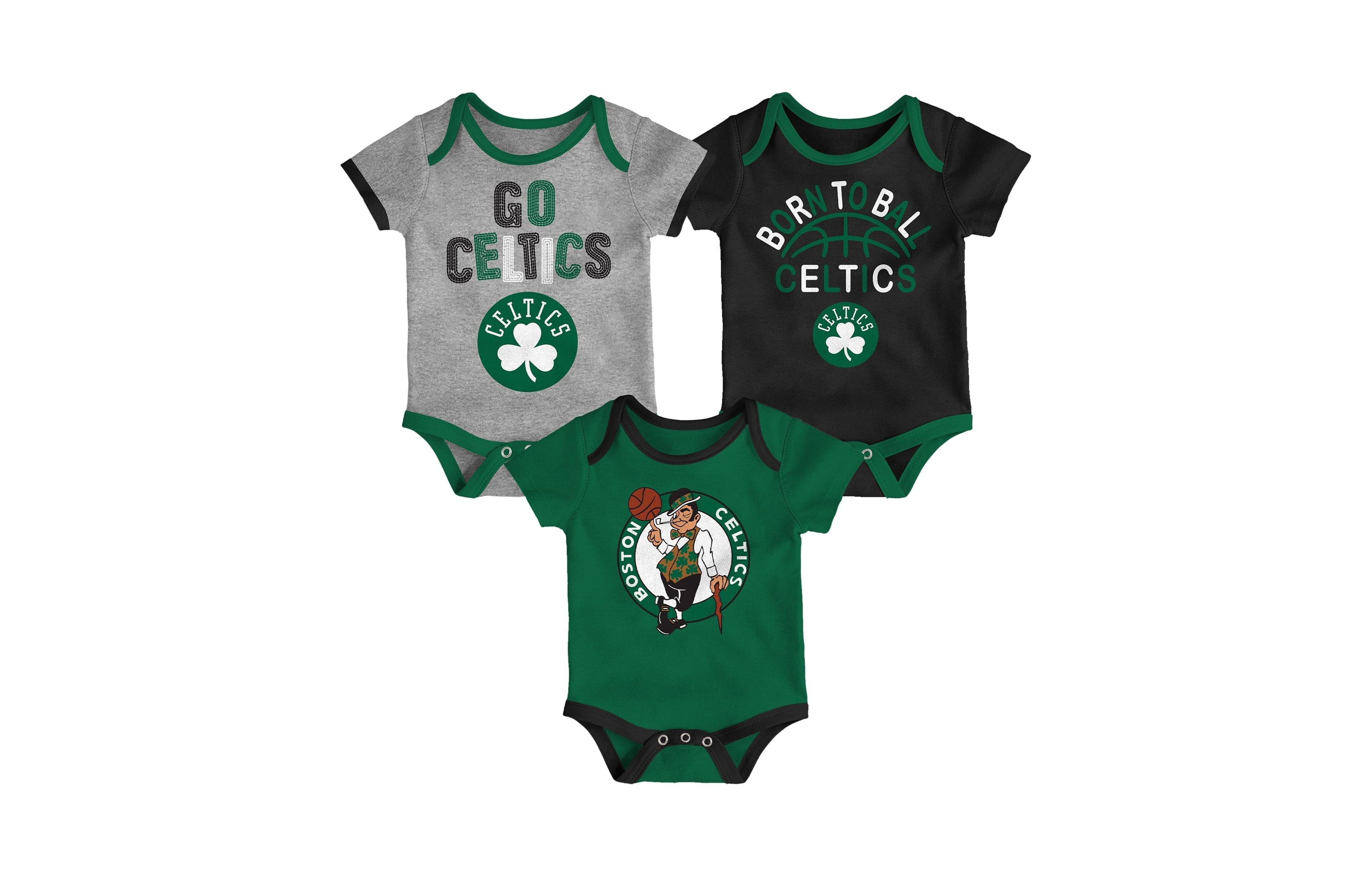 Outerstuff Baby Boys and Girls Boston Celtics Born To Ball Bodysuit Set, 3-Pack