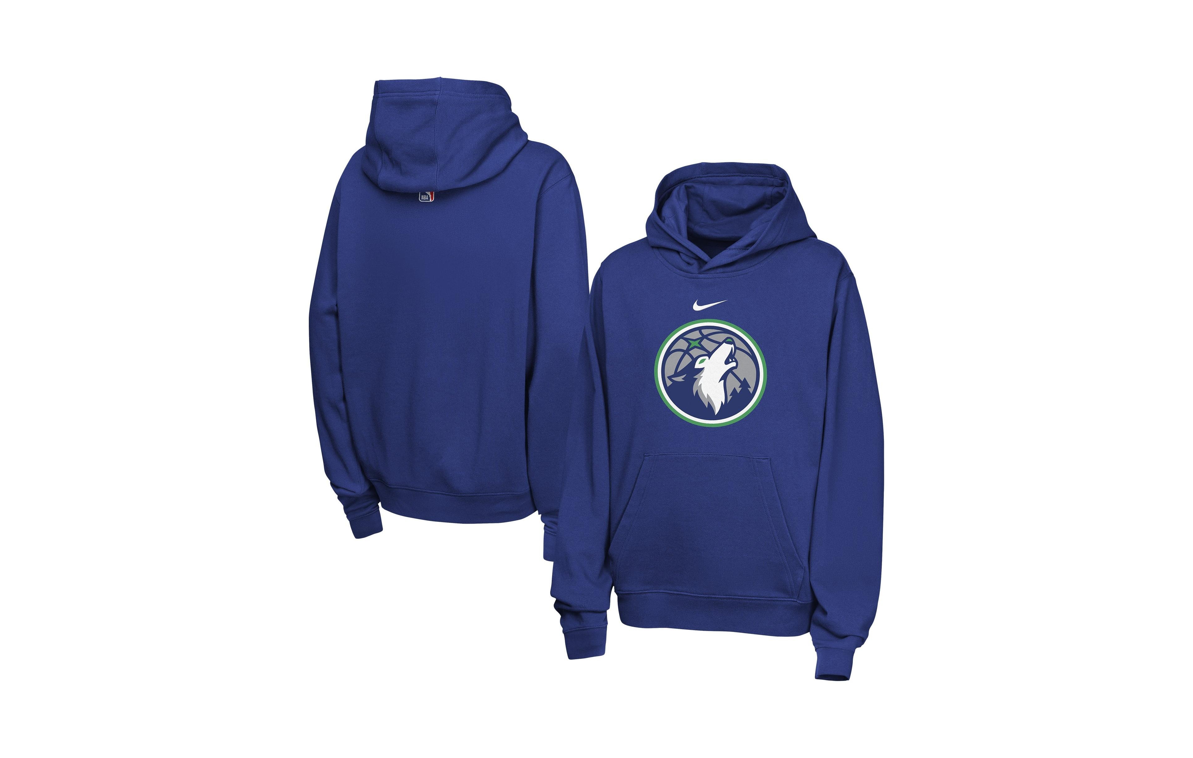 Nike Big Boys' and Girls' Blue Minnesota Timberwolves Essential Logo Club Hoodie