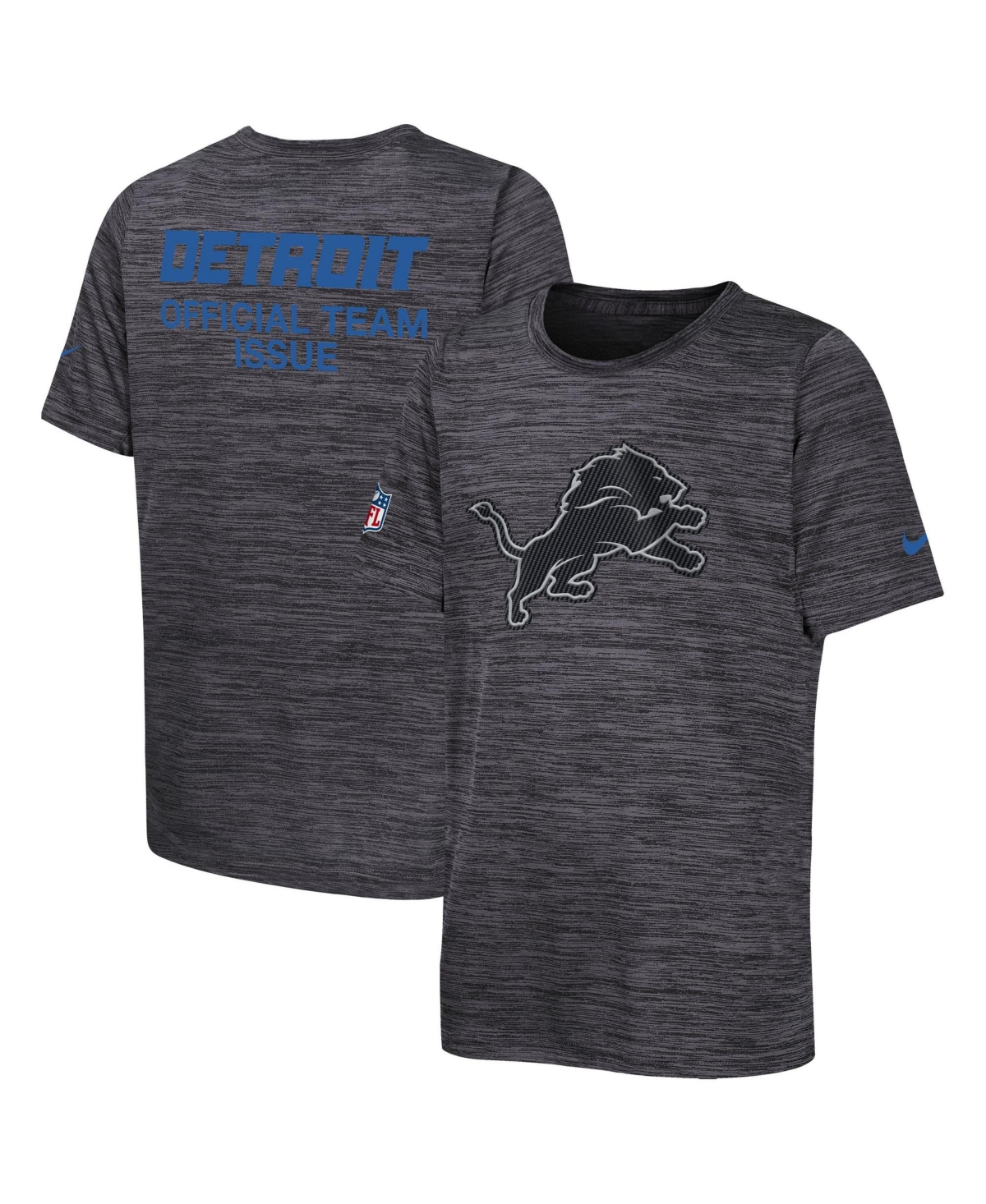 Nike Big Boys' and Girls' Anthracite Detroit Lions 2026 Rivalries Collection Sideline Velocity T-Shirt