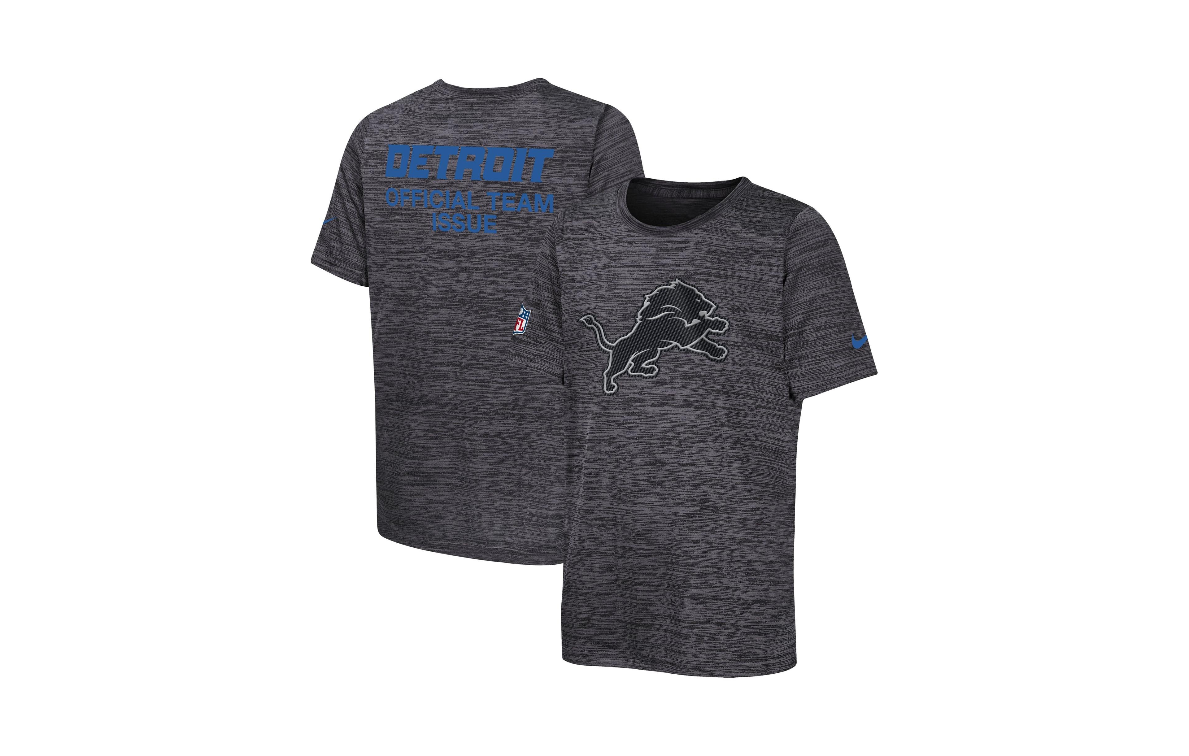 Nike Big Boys' and Girls' Anthracite Detroit Lions 2026 Rivalries Collection Sideline Velocity T-Shirt