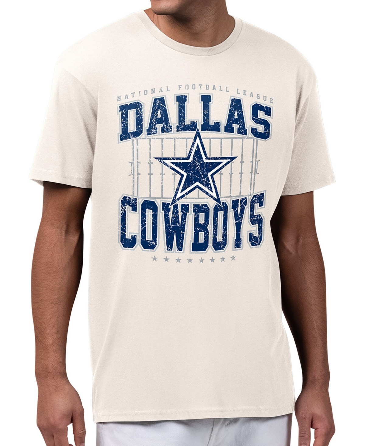 Starter Men's Cream Dallas Cowboys Distressed Field T-Shirt - Cream