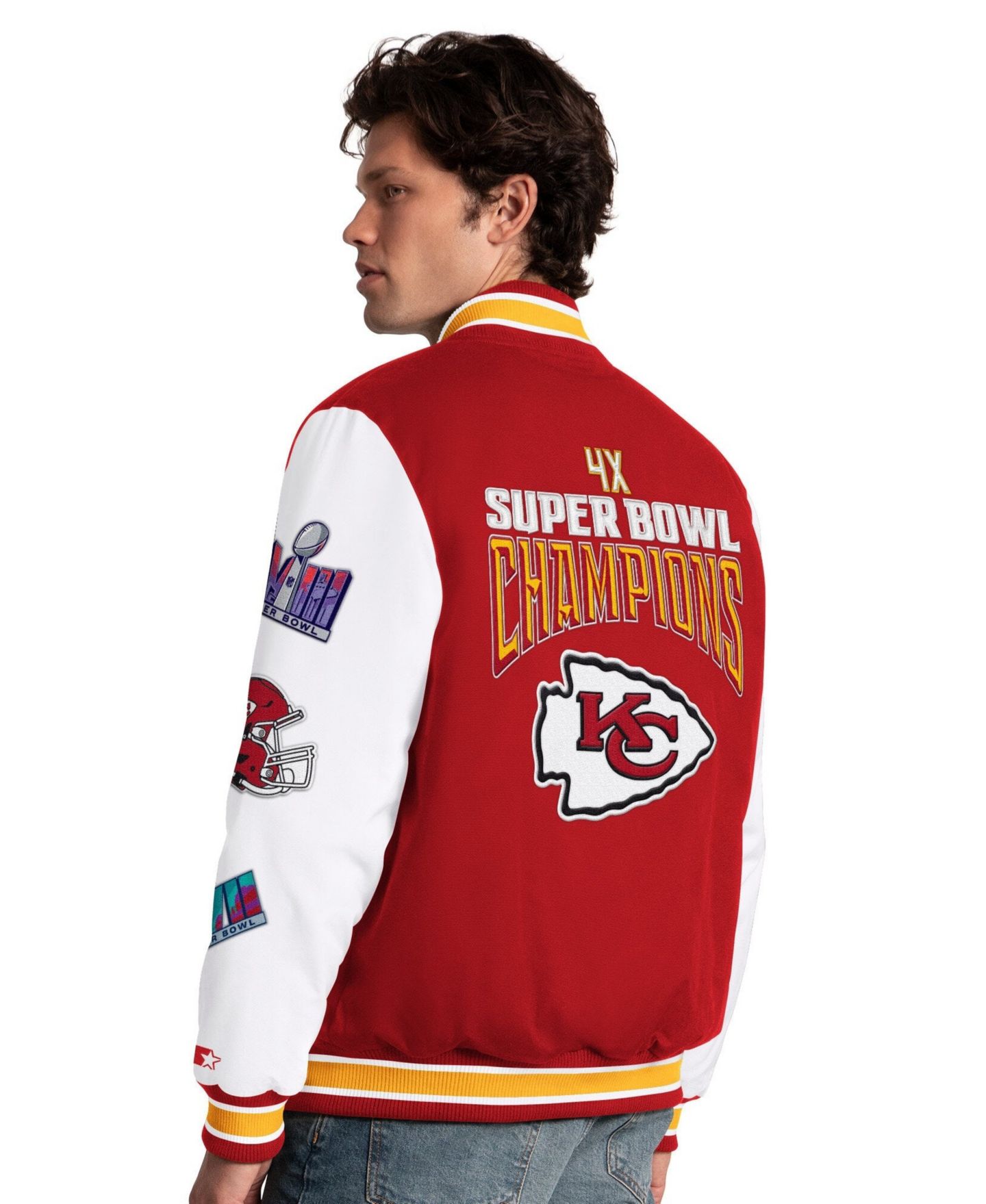 Мужская куртка Starter Red Kansas City Chiefs Playoffs Varsity Full-Snap — фото 2