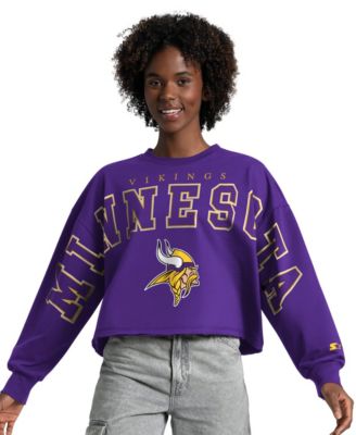 Women's Purple Minnesota Vikings Bleachers Cropped Sweatshirt
