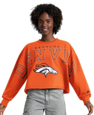 Women's Orange Denver Broncos Bleachers Cropped Sweatshirt