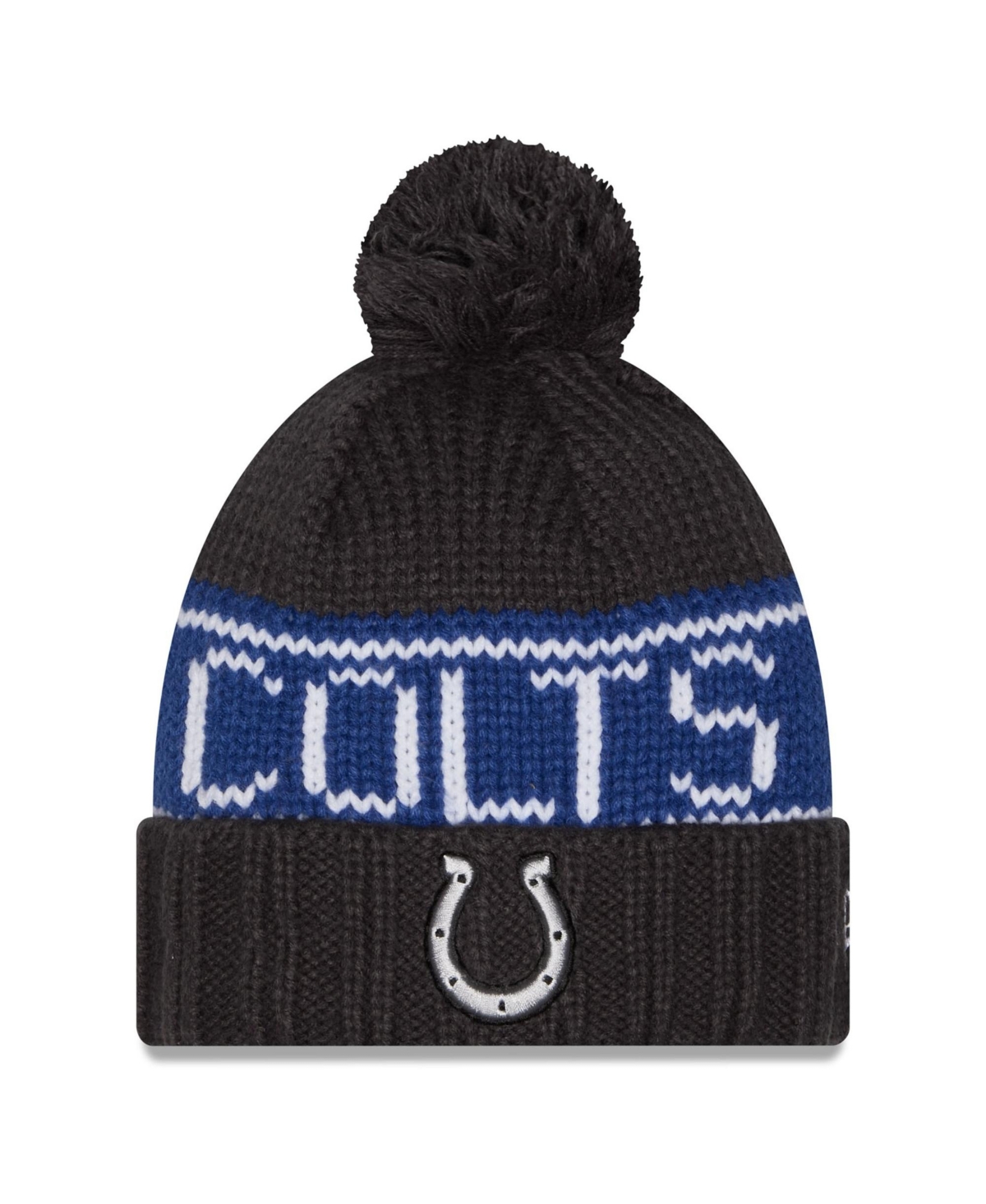 New Era Women's Anthracite Indianapolis Colts 2026 Rivalries Collection Cuffed Knit with Pom Hat - Anthracite