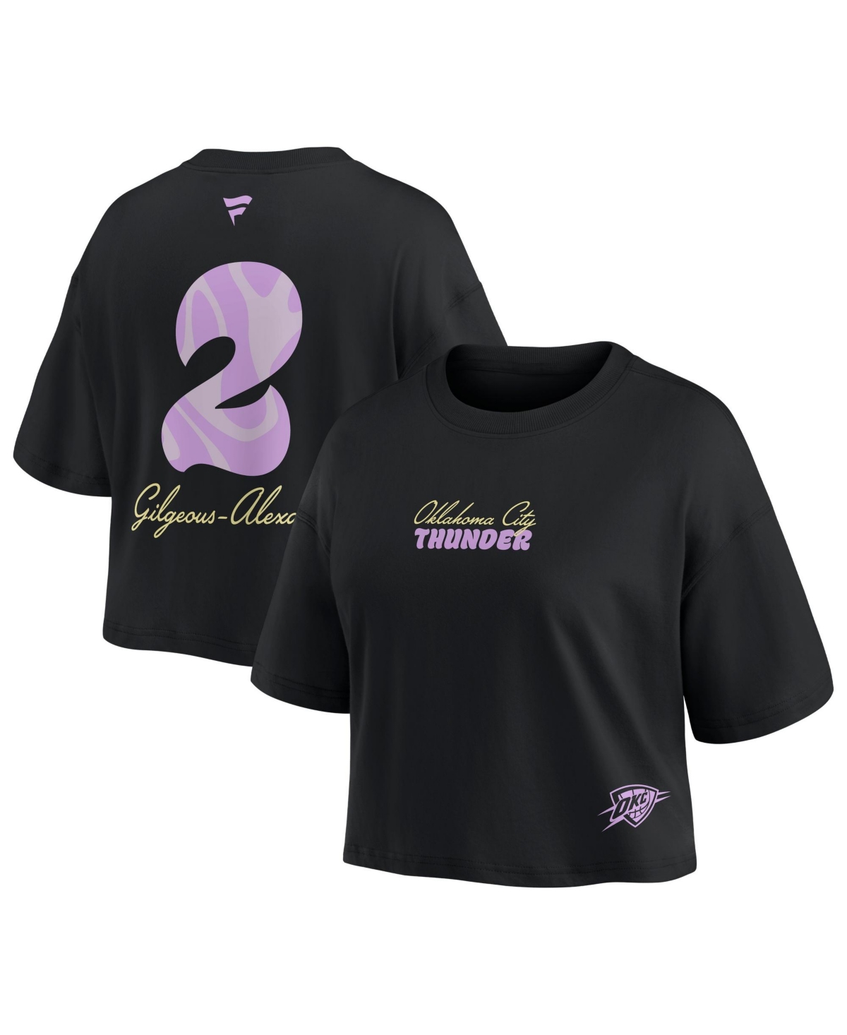 Fanatics Women's Shai Gilgeous-Alexander Black Oklahoma City Thunder Name & Number Cropped Top - Black