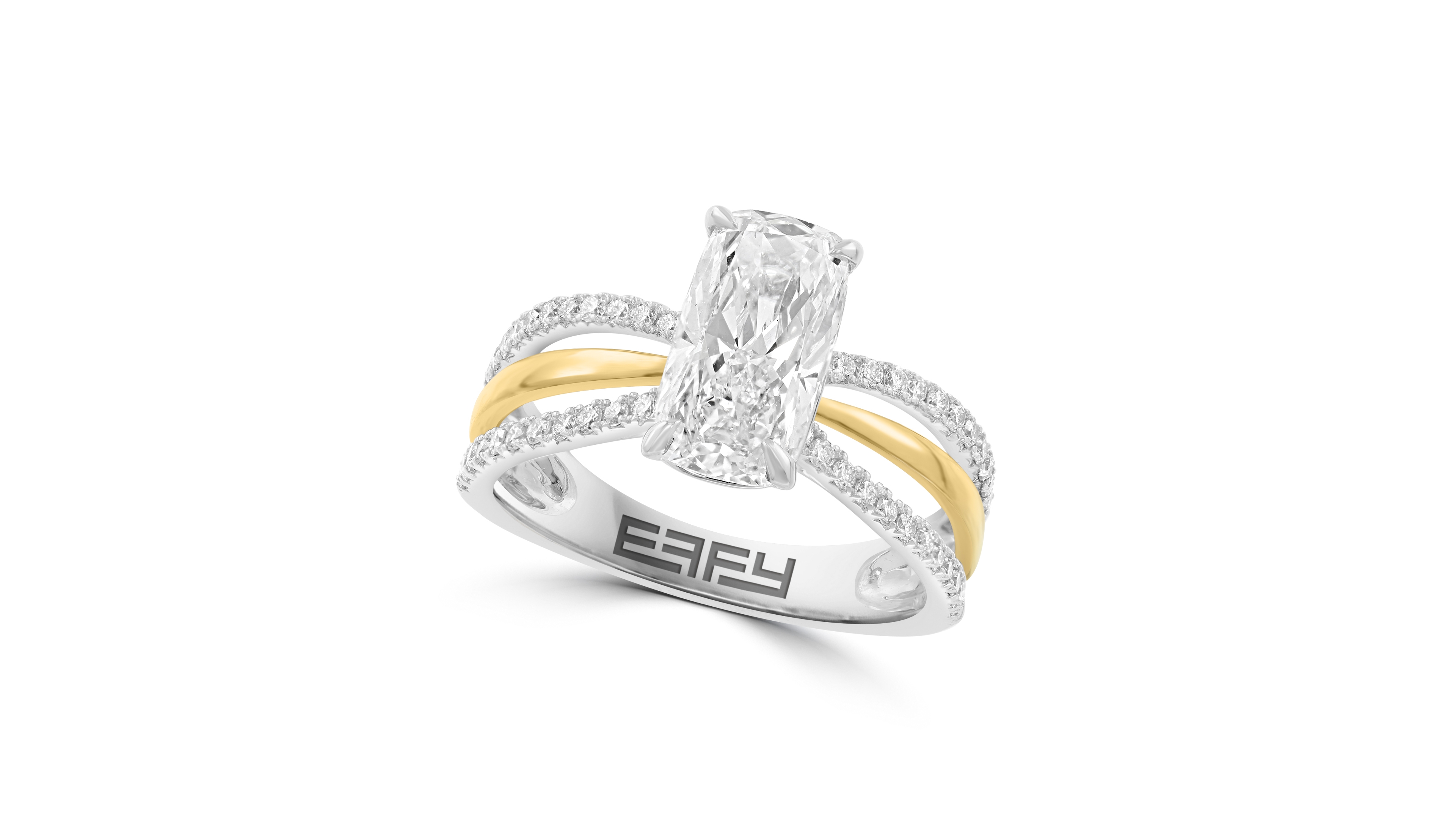 Effy Certified Cushion Lab Grown Diamond Ring (2-1/3 ct. t.w.) in 14K Two Toned Gold