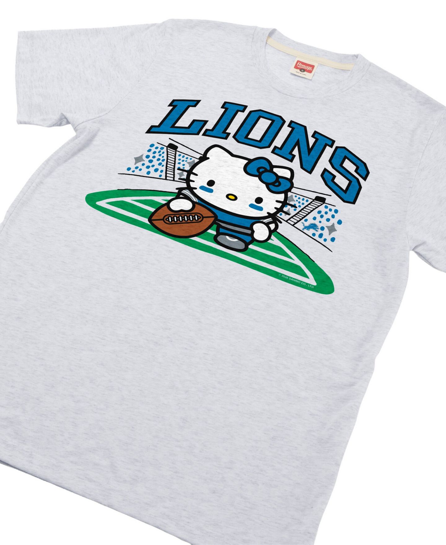 Футболка Homage Ash Detroit Lions X Hello Kitty Triblend — фото 4
