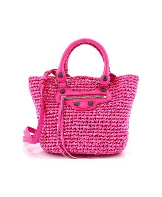 Small Le Cagole Panier Tote Woven Raffia and Leather
