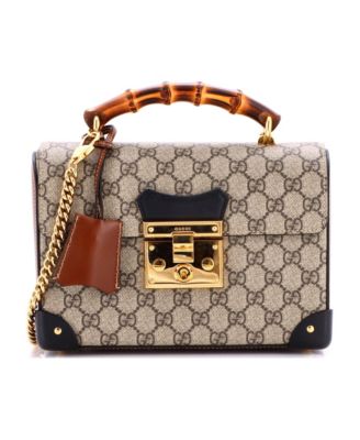 Small Padlock Bamboo Shoulder Bag GG Coated Canvas