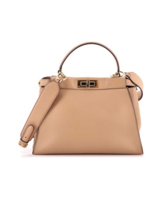 Regular Peekaboo Iconic Bag Leather with Pequin Canvas Interior