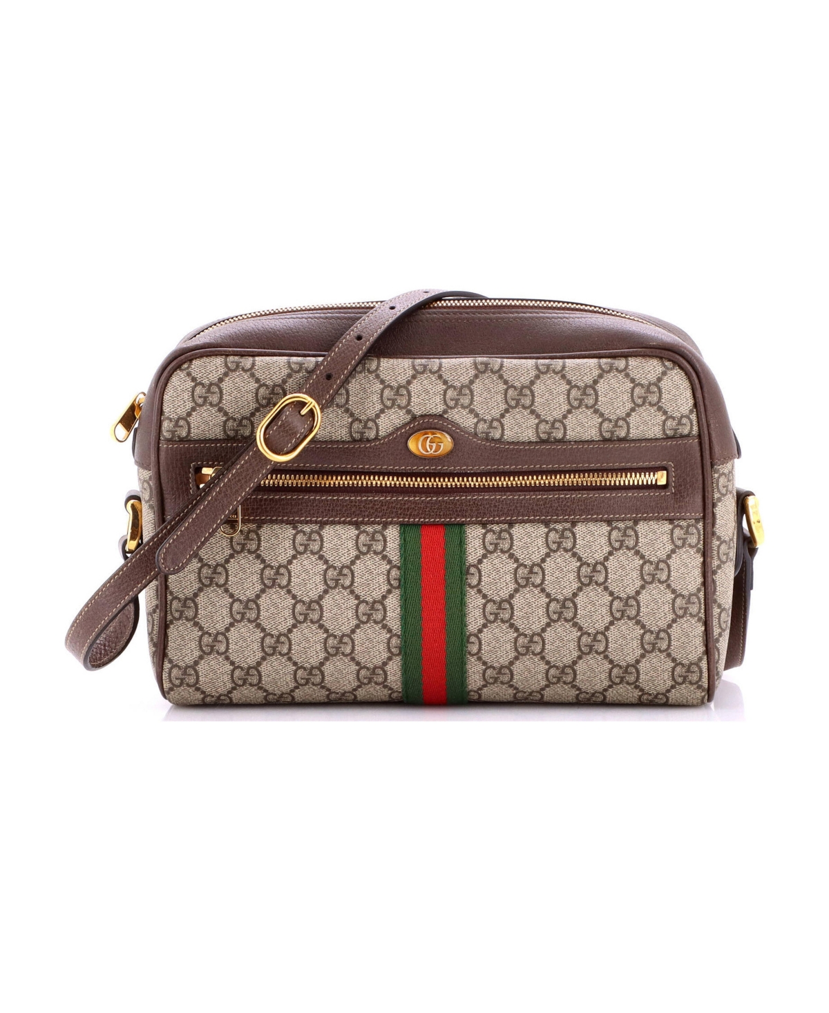 Pre-Owned Gucci Small Ophidia Shoulder Bag Gg Coated Canvas - Brown