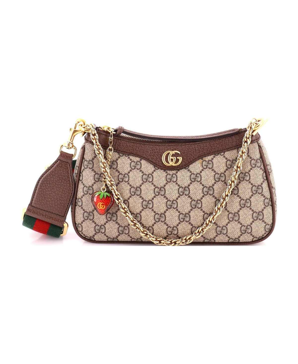 Pre-Owned Gucci Small Ophidia Charm Shoulder Bag Gg Coated Canvas - Brown